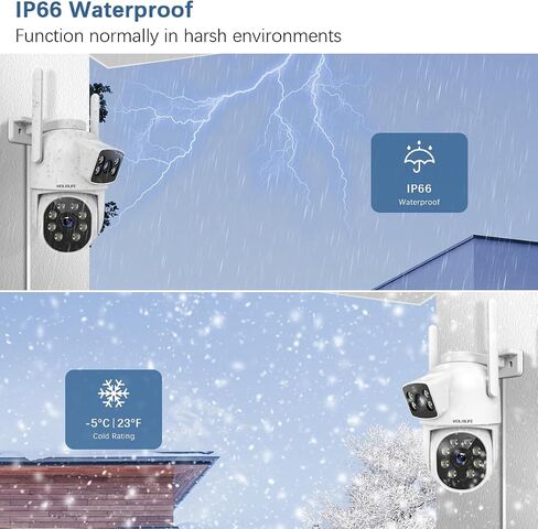 WEILAILIFE 【2-Way Audio & Dual Lens Linkage】 4MP Wireless PTZ Security Camera,360° View, 2.4/5GHz WiFi Home Security Cameras with Auto Tracking, IP66 Waterproof in Saudi Arabia
