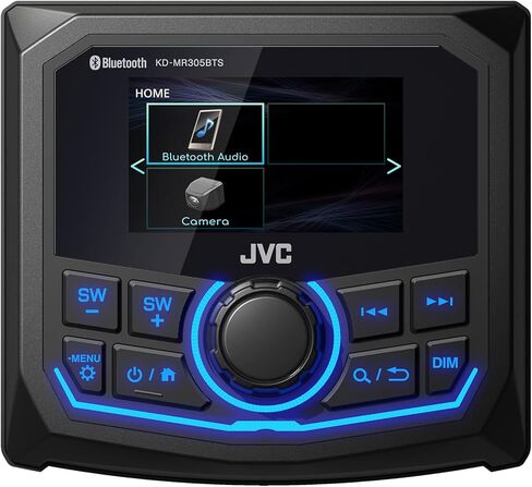 JVC KD-MR305BTS Marine Motorsports 2.7 بوصة شاشة LCD USB بلوتوث AM/FM/Weatherband راديو استقبال الوسائط الرقمية مع كاميرا احتياطية للرؤية الخلفية مقاومة للماء in Saudi Arabia
