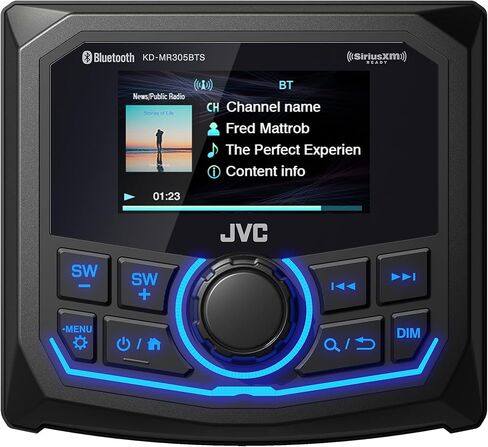 JVC KD-MR305BTS Marine Motorsports 2.7 بوصة شاشة LCD USB بلوتوث AM/FM/Weatherband راديو استقبال الوسائط الرقمية مع كاميرا احتياطية للرؤية الخلفية مقاومة للماء in Saudi Arabia