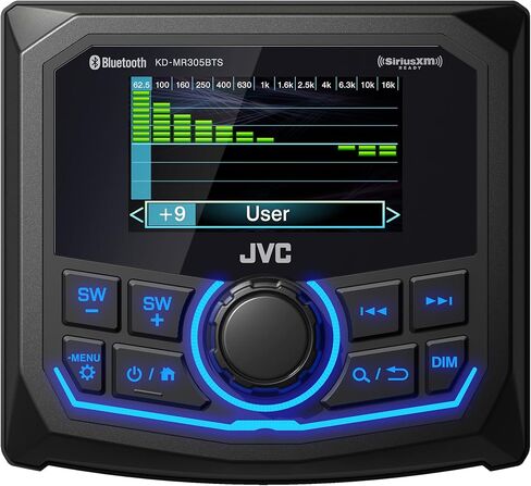 JVC KD-MR305BTS Marine Motorsports 2.7 بوصة شاشة LCD USB بلوتوث AM/FM/Weatherband راديو استقبال الوسائط الرقمية مع كاميرا احتياطية للرؤية الخلفية مقاومة للماء in Saudi Arabia