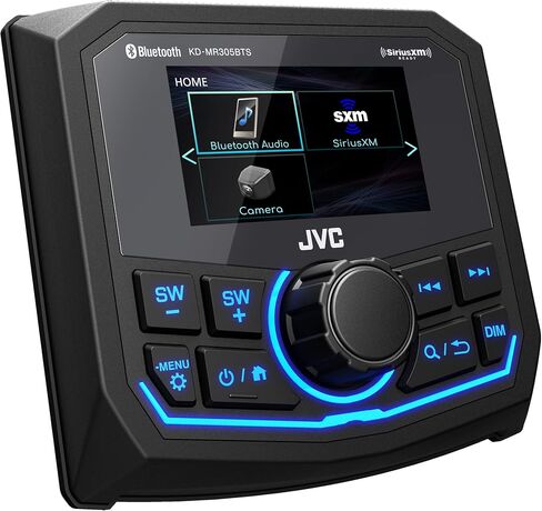 JVC KD-MR305BTS Marine Motorsports 2.7 بوصة شاشة LCD USB بلوتوث AM/FM/Weatherband راديو استقبال الوسائط الرقمية مع كاميرا احتياطية للرؤية الخلفية مقاومة للماء in Saudi Arabia