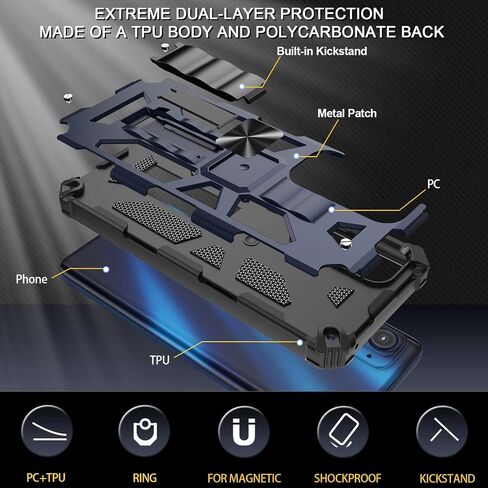 Ailiber Compatible with Motorola Edge 2021 Case, Motorola Edge 2021 Case with Screen Protector, for Magnetic Car Mount, Kickstand Holder, Shockproof Full Body Protective Cover for Moto Edge 2021-Black in Saudi Arabia