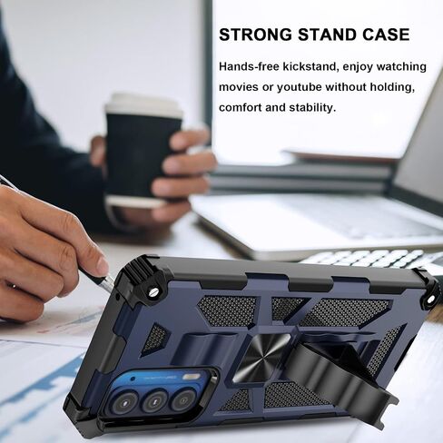 Ailiber Compatible with Motorola Edge 2021 Case, Motorola Edge 2021 Case with Screen Protector, for Magnetic Car Mount, Kickstand Holder, Shockproof Full Body Protective Cover for Moto Edge 2021-Black in Saudi Arabia