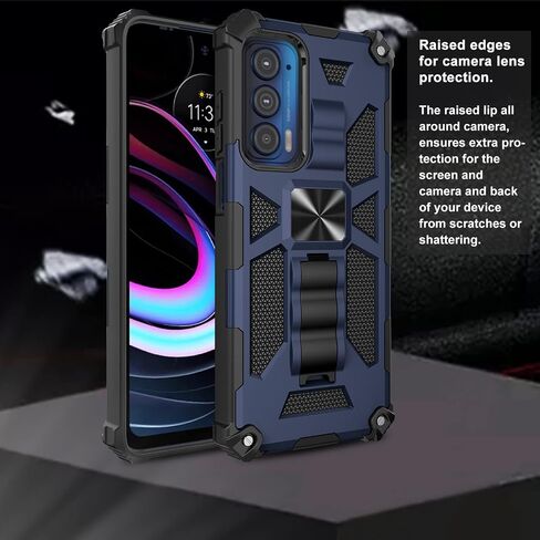 Ailiber Compatible with Motorola Edge 2021 Case, Motorola Edge 2021 Case with Screen Protector, for Magnetic Car Mount, Kickstand Holder, Shockproof Full Body Protective Cover for Moto Edge 2021-Black in Saudi Arabia