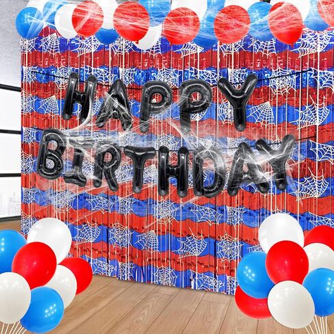 Spider Web Birthday Decorations Spider Backdrop Spider Curtains Spider Red Blue Photo Backdrop for Spider Birthday Party Decorations Spider Party Supplies (2 red) in Saudi Arabia