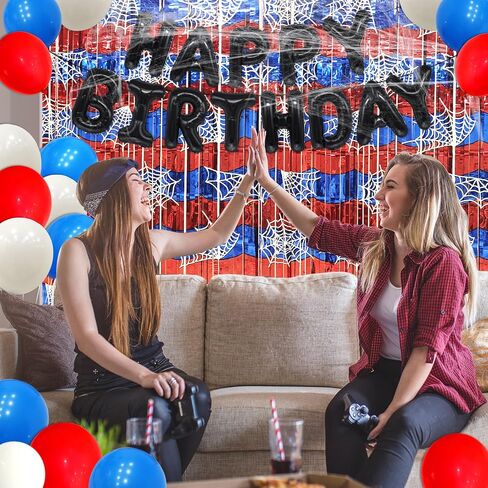 Spider Web Birthday Decorations Spider Backdrop Spider Curtains Spider Red Blue Photo Backdrop for Spider Birthday Party Decorations Spider Party Supplies (2 red) in Saudi Arabia