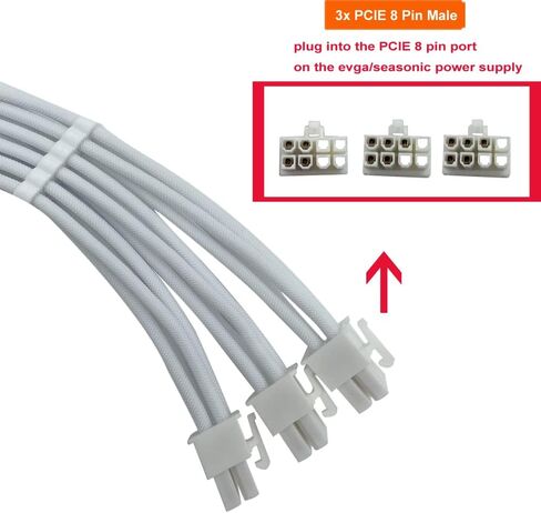 12VHPWR Cable for EVGA Seasonic PSUs, 16 Pin(12+4) to 2X 8 Pin PCIe 5.0 Gen5 GPU Cable Compatible with GPU 3090Ti RTX 4080 4090 25.2-inch(64cm) Black in Kuwait