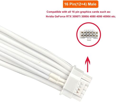 12VHPWR Cable for EVGA Seasonic PSUs, 16 Pin(12+4) to 2X 8 Pin PCIe 5.0 Gen5 GPU Cable Compatible with GPU 3090Ti RTX 4080 4090 25.2-inch(64cm) Black in Kuwait