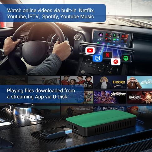 صندوق Carplay Ai، محول Play2video-Pro اللاسلكي Carplay/Android Auto 3 في 1، Magic Box Carplay مع YouTube، IPTV، Spotify، YouTube Music، Ai Carplay Box لنظام iOS 10+ وAndroid 11+ (أخضر) in Kuwait