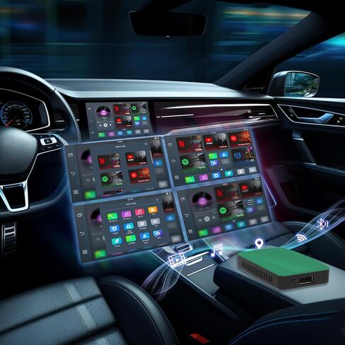 صندوق Carplay Ai، محول Play2video-Pro اللاسلكي Carplay/Android Auto 3 في 1، Magic Box Carplay مع YouTube، IPTV، Spotify، YouTube Music، Ai Carplay Box لنظام iOS 10+ وAndroid 11+ (أخضر) in Kuwait