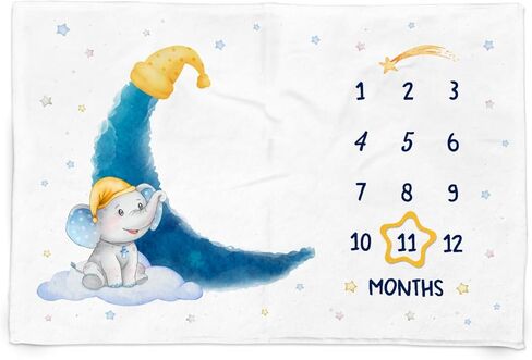 بطانية SANDJEST Baby Milestone - بطانية طفل شهرية للطفل الصبي والفتاة مقاس 60 × 40 - بطانيات حضانة حيوانات الغابة لصور حديثي الولادة - هدايا لديكور غرفة استحمام الطفل in Kuwait