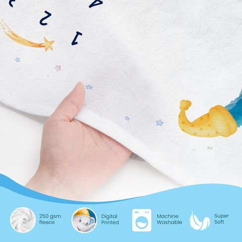 بطانية SANDJEST Baby Milestone - بطانية طفل شهرية للطفل الصبي والفتاة مقاس 60 × 40 - بطانيات حضانة حيوانات الغابة لصور حديثي الولادة - هدايا لديكور غرفة استحمام الطفل in Kuwait