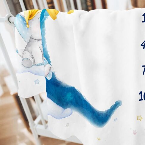 بطانية SANDJEST Baby Milestone - بطانية طفل شهرية للطفل الصبي والفتاة مقاس 60 × 40 - بطانيات حضانة حيوانات الغابة لصور حديثي الولادة - هدايا لديكور غرفة استحمام الطفل in Kuwait