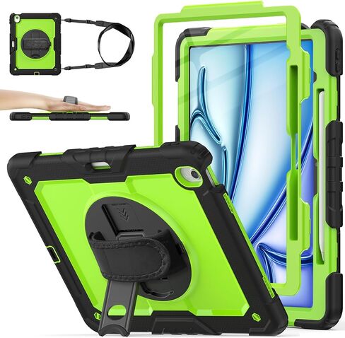 ZOVEEK Case for iPad Air 13 Inch M2 2024 with Screen Protector, Pencil Holder, Military Shockproof Protective Case with 360°Rotating Hand Strap & Stand, Shoulder Strap (Pink+Black) in Saudi Arabia