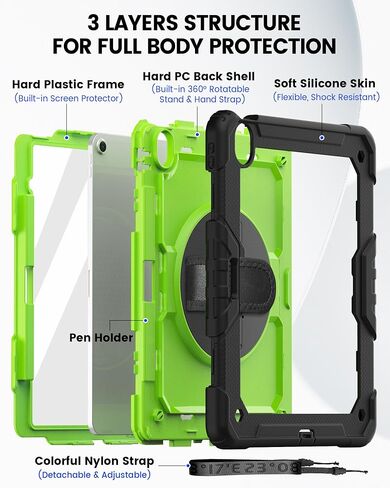 ZOVEEK Case for iPad Air 13 Inch M2 2024 with Screen Protector, Pencil Holder, Military Shockproof Protective Case with 360°Rotating Hand Strap & Stand, Shoulder Strap (Pink+Black) in Saudi Arabia