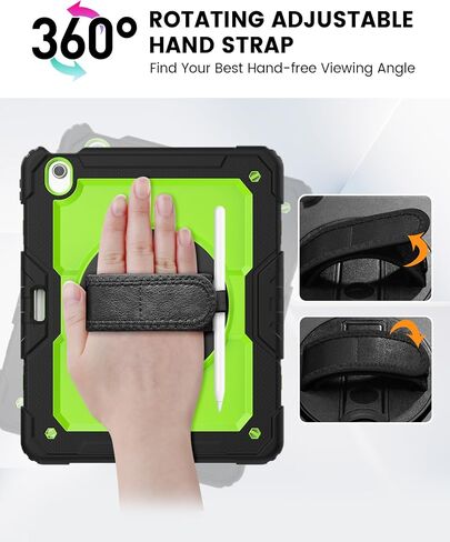 ZOVEEK Case for iPad Air 13 Inch M2 2024 with Screen Protector, Pencil Holder, Military Shockproof Protective Case with 360°Rotating Hand Strap & Stand, Shoulder Strap (Pink+Black) in Saudi Arabia