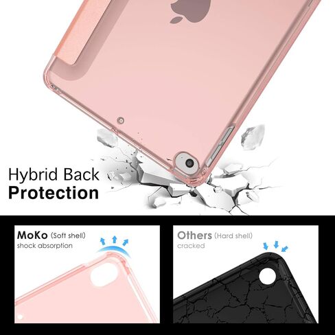 حافظة MoKo تناسب iPad Mini 5 2019 (الجيل الخامس 7.9 بوصة) iPad Mini 4، غطاء حماية نحيف بحامل قابل للطي مع ظهر متجمد شفاف ناعم من مادة TPU، تنبيه/غفو تلقائي - ذهبي وردي in Saudi Arabia