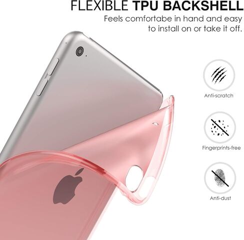 حافظة MoKo تناسب iPad Mini 5 2019 (الجيل الخامس 7.9 بوصة) iPad Mini 4، غطاء حماية نحيف بحامل قابل للطي مع ظهر متجمد شفاف ناعم من مادة TPU، تنبيه/غفو تلقائي - ذهبي وردي in Saudi Arabia