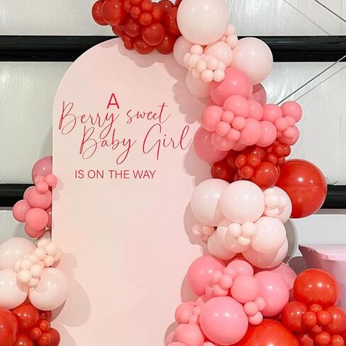 A Berry Sweet Baby Girl is on The Way Decal-Baby Shower Party Decorations,Berry Sweet Fruit Themed Children's First Birthday Party Supplies (red A Berry Sweet Baby) in Saudi Arabia
