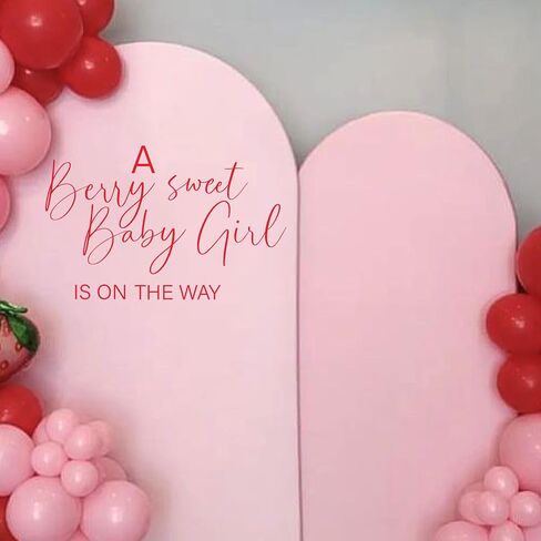 A Berry Sweet Baby Girl is on The Way Decal-Baby Shower Party Decorations,Berry Sweet Fruit Themed Children's First Birthday Party Supplies (red A Berry Sweet Baby) in Saudi Arabia