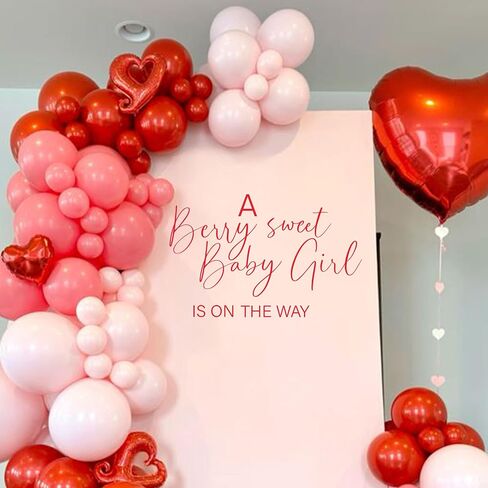 A Berry Sweet Baby Girl is on The Way Decal-Baby Shower Party Decorations,Berry Sweet Fruit Themed Children's First Birthday Party Supplies (red A Berry Sweet Baby) in Saudi Arabia