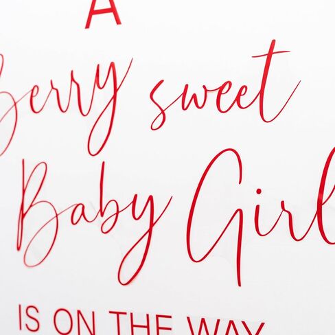 A Berry Sweet Baby Girl is on The Way Decal-Baby Shower Party Decorations,Berry Sweet Fruit Themed Children's First Birthday Party Supplies (red A Berry Sweet Baby) in Saudi Arabia