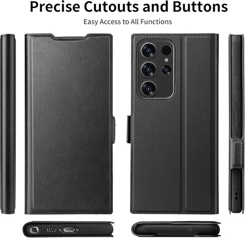 Aunote for Samsung Galaxy S23 Ultra Case Wallet, Galaxy S23 Ultra Flip Case with Card Holde, Folio Galaxy S23 Ultra Cell Phone Case, Shockproof Cover for Samsung S23 Ultra case Wallet Black in Saudi Arabia