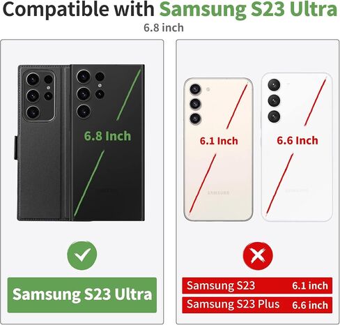 Aunote for Samsung Galaxy S23 Ultra Case Wallet, Galaxy S23 Ultra Flip Case with Card Holde, Folio Galaxy S23 Ultra Cell Phone Case, Shockproof Cover for Samsung S23 Ultra case Wallet Black in Saudi Arabia
