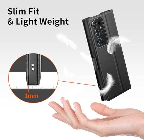 Aunote for Samsung Galaxy S23 Ultra Case Wallet, Galaxy S23 Ultra Flip Case with Card Holde, Folio Galaxy S23 Ultra Cell Phone Case, Shockproof Cover for Samsung S23 Ultra case Wallet Black in Saudi Arabia