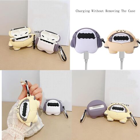 【2 Pack】 3D Cute Shark Case for Airpod 3rd,3D Cute Cartoon Animal Shark Airpods 3 Case for Kids Girls Teens Women,Fashion Kawaii Funny Cool Anime Shark PVC Case for Airpod 3rd Gen 2021 in Saudi Arabia
