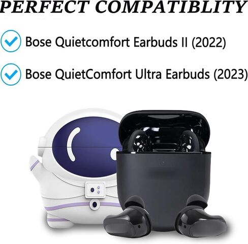 حافظة متوافقة مع سماعات الأذن Bose QuietComfort II/QuietComfort Ultra مع سلسلة مفاتيح، حافظة واقية مضادة للصدمات من السيليكون الناعم لرائد الفضاء ثلاثي الأبعاد، 3C-BE-09714-QCU-astronaut in Saudi Arabia