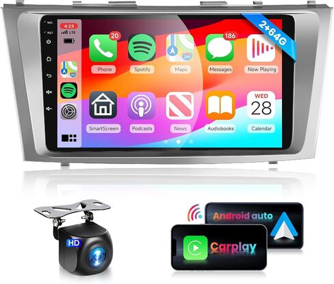 2G 64G Car Stereo Radio for Toyota Camry 2006 2007 2008 2009 2010 2011 with Wireless CarPlay Android Auto/9 inch 1080P IPS Touch Screen/Bluetooth/GPS/HiFi/16 EQ/WiFi/SWC/MirrorLink/Backup Camera in Saudi Arabia
