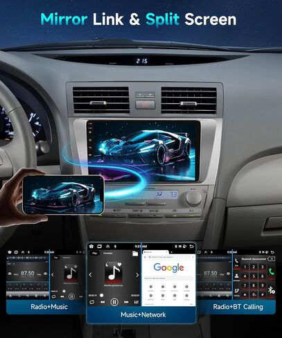 راديو ستيريو للسيارة 2G 64G لسيارة Toyota Camry 2006 2007 2008 2009 2010 2011 مع CarPlay اللاسلكي Android Auto/9 بوصة 1080P IPS شاشة تعمل باللمس/Bluetooth/GPS/HiFi/16 EQ/WiFi/SWC/MirrorLink/كاميرا احتياطية in Saudi Arabia