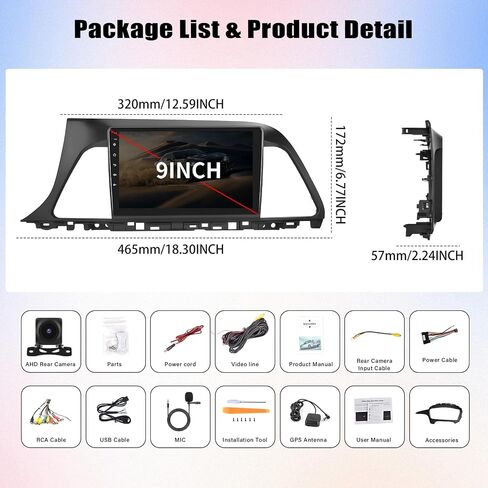 4G+64G 8 Core Android 13 Car Stereo for Hyundai Sonata 7 LF 2014-2017 Radio, 9" IPS Touch Screen Radio with Wireless CarPlay Android Auto, Bluetooth GPS WiFi 32EQ DSP FM RDS SWC + AHD Backup Camera in Saudi Arabia
