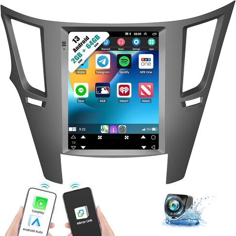 [2+64G] ستيريو سيارة Android 13 لسيارة Subaru Outback Legacy 2010-2014 مع Apple Carplay Android Auto، راديو سيارة بشاشة لمس عالية الدقة 9.7 بوصة مع نظام تحديد المواقع العالمي (GPS)، واي فاي، بلوتوث، راديو FM/RDS SWC+كاميرا خلفية in Saudi Arabia