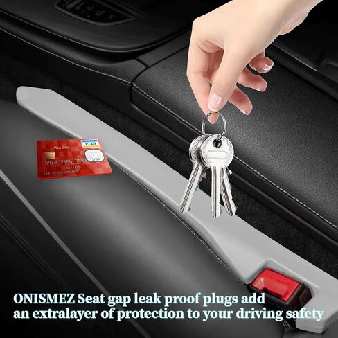 ONISMEZ 2pack حشو فجوات مقعد السيارة، حشو الفجوة لمقعد السيارة، حشو فجوات مقعد السيارة من الجلد الفاخر، إيقاف العناصر من السقوط في Crac، عالمي لسيارة الدفع الرباعي والشاحنة (أسود) in Saudi Arabia
