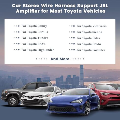 for Toyota Car Stereo JBL Harness Adapter, 16 Pin Wire Harness with Canbus Compatible with Toyota Camry Corolla Tundra RAV4 Highlander Vios Yaris Sienna Hilux Prado Fortuner in Saudi Arabia
