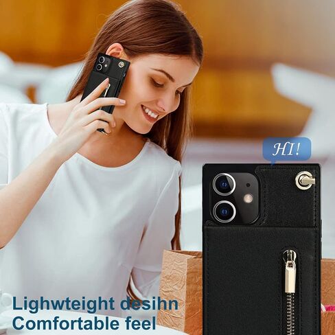 محفظة هاتف iPhone 12 Mini من Jaorty للنساء مع حامل بطاقة الائتمان، حافظة كروس مع حبل للكتف، جيب بسحاب من جلد البولي يوريثان لهاتف iPhone 12 Mini، 5.4 بوصة أزرق in Kuwait