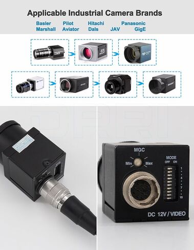 DRRI Right Angle Hirose 12Pin Female HR10A-10P-12S to Leadwires I/O Power Cable for Sony CCD Basler pilot Hitachi Panasonic Marshall Camera Aviator GigE (3M) in Saudi Arabia