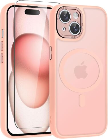 حافظة WRJ لهاتف iPhone 15، حافظة مغناطيسية رفيعة وشفافة غير لامعة للنساء والرجال [متوافقة مع Magsafe] [حماية معززة للكاميرا] غطاء مقاوم للصدمات مضاد لبصمات الأصابع مع واقي شاشة - أسود in Kuwait