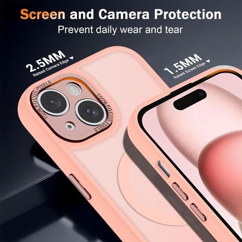 حافظة WRJ لهاتف iPhone 15، حافظة مغناطيسية رفيعة وشفافة غير لامعة للنساء والرجال [متوافقة مع Magsafe] [حماية معززة للكاميرا] غطاء مقاوم للصدمات مضاد لبصمات الأصابع مع واقي شاشة - أسود in Kuwait