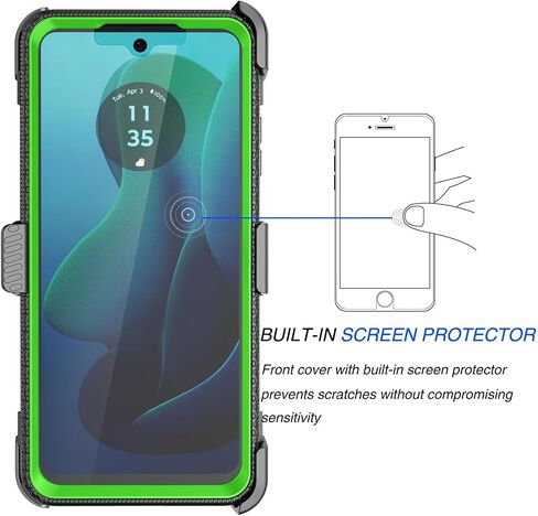 Tekcoo Holster Case for Motorola Moto G 2024 [5G Only] | XT2417 [Tshell] Shock Absorbing [Built-in Screen Protector] [Kickstand Locking Belt Clip] Carrying Swivel Defender Full Body Cover [Green] in Saudi Arabia