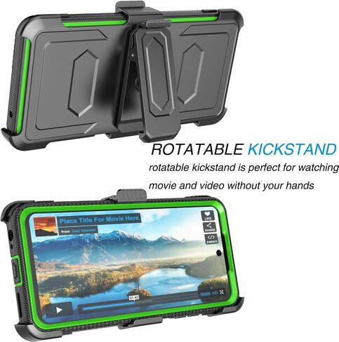 Tekcoo Holster Case for Motorola Moto G 2024 [5G Only] | XT2417 [Tshell] Shock Absorbing [Built-in Screen Protector] [Kickstand Locking Belt Clip] Carrying Swivel Defender Full Body Cover [Green] in Saudi Arabia