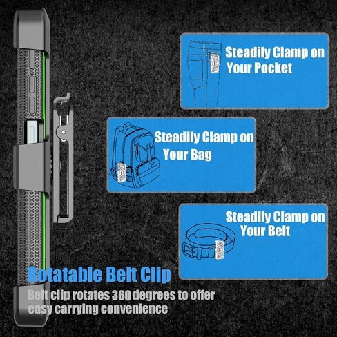 Tekcoo Holster Case for Motorola Moto G 2024 [5G Only] | XT2417 [Tshell] Shock Absorbing [Built-in Screen Protector] [Kickstand Locking Belt Clip] Carrying Swivel Defender Full Body Cover [Green] in Saudi Arabia