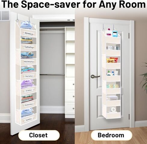 1 Pack Over the Door Organizer 7 Tiers, Closet Organizers and Storage for Bedroom, Weight Capacity of 50 lbs for Back of Door Organizers,Door Hanging Organizer for Closet,Diaper Organizer,Toy Storage in Saudi Arabia