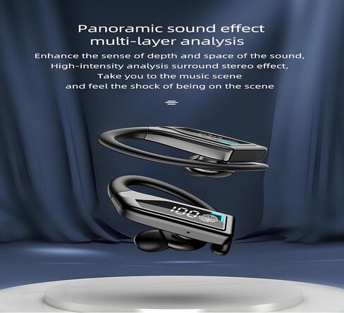 EchoVerse Wireless Earbuds Bluetooth 5.3 Headphones Over Ear Buds 90H Playback Waterproof Sports Earphones Deep Bass with Wireless Charging Case Dual LED Power Display Earhooks Headset, Black in Saudi Arabia