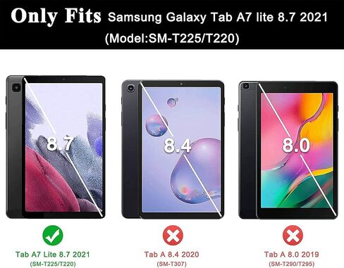 حافظة Soke Galaxy Tab A7 Lite 2021 مقاس 8.7 بوصة، حافظة قابلة للطي مقاومة للصدمات، زوايا رؤية متعددة، غطاء خلفي صلب من البولي كربونات لجهاز Samsung Galaxy Tab A7 Lite Tablet [SM-T225/T220/T227]، أسود in Saudi Arabia
