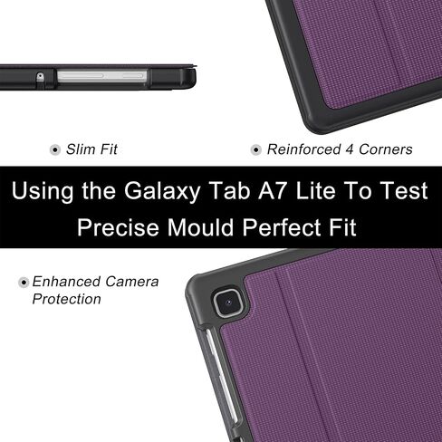 حافظة Soke Galaxy Tab A7 Lite 2021 مقاس 8.7 بوصة، حافظة قابلة للطي مقاومة للصدمات، زوايا رؤية متعددة، غطاء خلفي صلب من البولي كربونات لجهاز Samsung Galaxy Tab A7 Lite Tablet [SM-T225/T220/T227]، أسود in Saudi Arabia