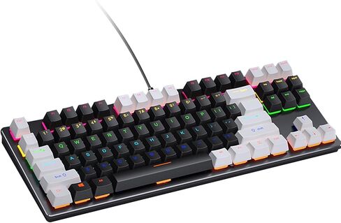 JeefullPower75% Mechanical Keyboard,87Keys Wired Gaming Keyboard,Compact Keyboard for Business Trips,Office,PC Games, th Linear Red Switch Game Keyboard (White&Black) in Saudi Arabia