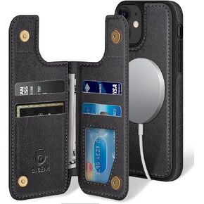 for iPhone 11 6.1" Phone case[Compatible with magsafe][RFID Blocking Leather][Magnetic 2-in-1 Detachable][Back Flip Folio Wallet Cases] Shockproof Men Women Cover for Apple 11 Black